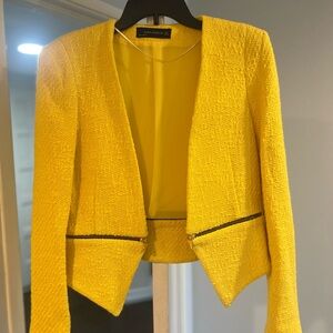 Celebrity favorite Zara Yellow Blazer with Zippers